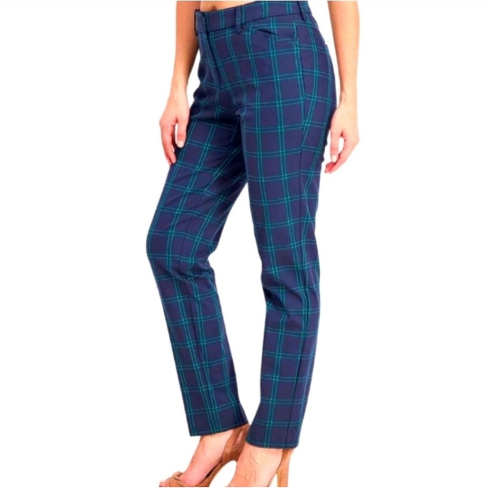 41 Hawthorn Navy and Teal Plaid Ankle Pants